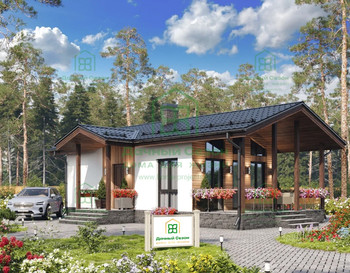 Одноэтажный дом с двумя спальнями 6x9 метров