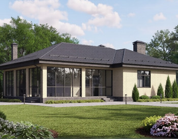 Р-64. Банный комплекс с террасой 11.85x10.75 метров