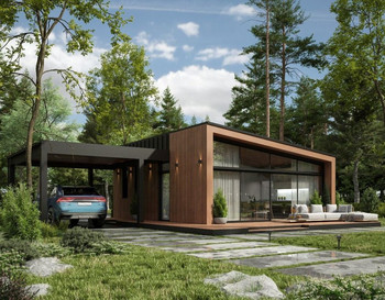 РТ-545  Банный комплекс с навесом для автомобиля  13м*11 м.