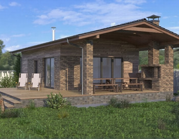 Р-55 ХИТ  Банный комплекс с террасой 13м*6,4 м.